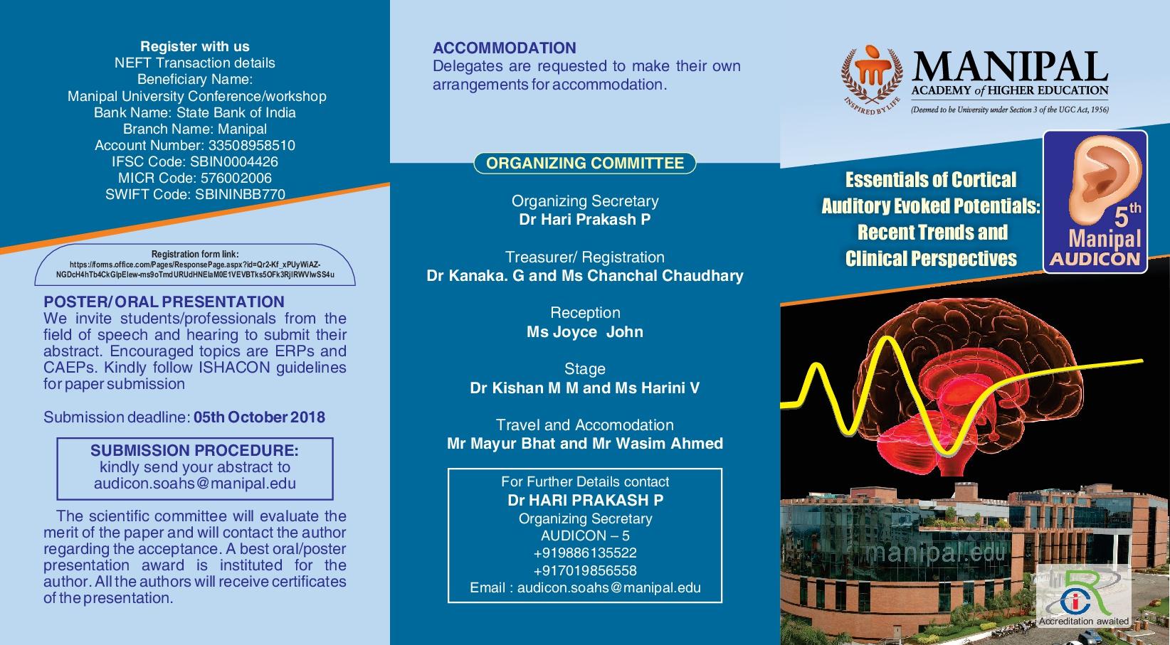  AUDICON-5   “Essentials of Cortical Auditory Evoked Potentials: Recent Trends and Clinical Perspectives”